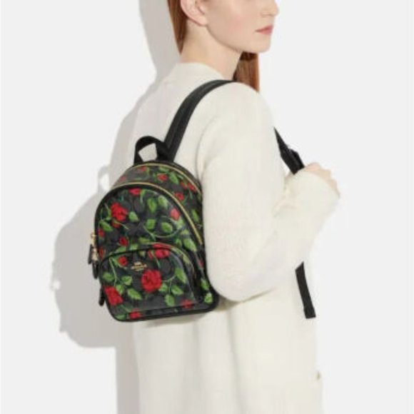 Coach Mini Court Backpack In Signature Canvas  With Fairytale Rose - Picture 4 of 4